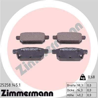 Zimmermann 25258.145.1 - Тормозные колодки, дисковые, комплект autodnr.net