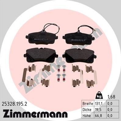 Zimmermann 25328.195.2 - Тормозные колодки, дисковые, комплект avtokuzovplus.com.ua