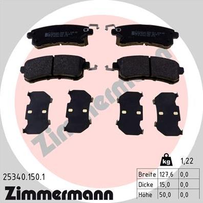 Zimmermann 25340.150.1 - Тормозные колодки, дисковые, комплект avtokuzovplus.com.ua