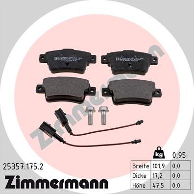 Zimmermann 25357.175.2 - Гальмівні колодки, дискові гальма autocars.com.ua