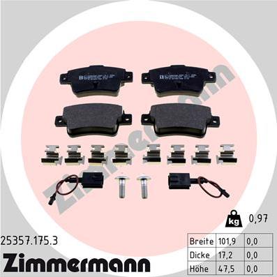 Zimmermann 25357.175.3 - Гальмівні колодки, дискові гальма autocars.com.ua