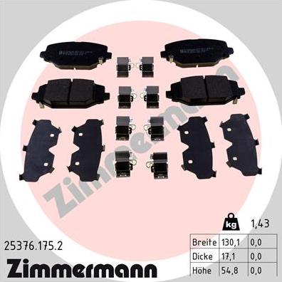 Zimmermann 25376.175.2 - Тормозные колодки, дисковые, комплект avtokuzovplus.com.ua