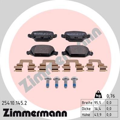 Zimmermann 25410.145.2 - Гальмівні колодки, дискові гальма autocars.com.ua