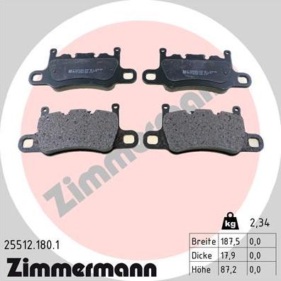 Zimmermann 25512.180.1 - Гальмівні колодки, дискові гальма autocars.com.ua