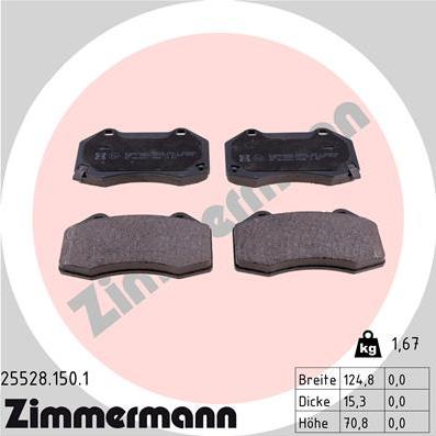 Zimmermann 25528.150.1 - Тормозные колодки, дисковые, комплект avtokuzovplus.com.ua