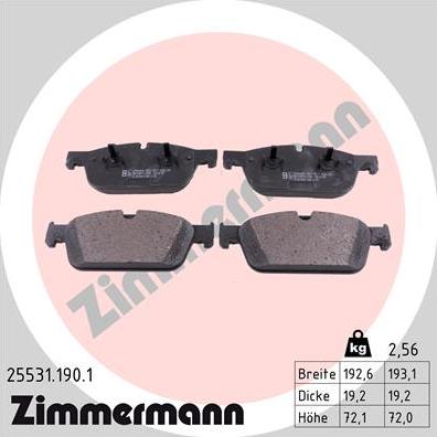 Zimmermann 25531.190.1 - Гальмівні колодки, дискові гальма autocars.com.ua