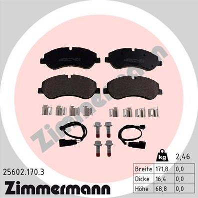 Zimmermann 25602.170.3 - Гальмівні колодки, дискові гальма autocars.com.ua
