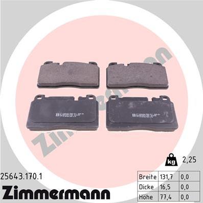 Zimmermann 25643.170.1 - Тормозные колодки, дисковые, комплект autodnr.net