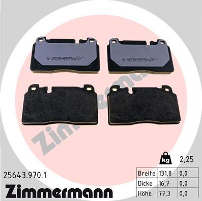 Zimmermann 25643.970.1 - Тормозные колодки, дисковые, комплект autodnr.net