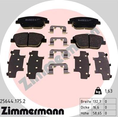 Zimmermann 25644.175.2 - Тормозные колодки, дисковые, комплект avtokuzovplus.com.ua