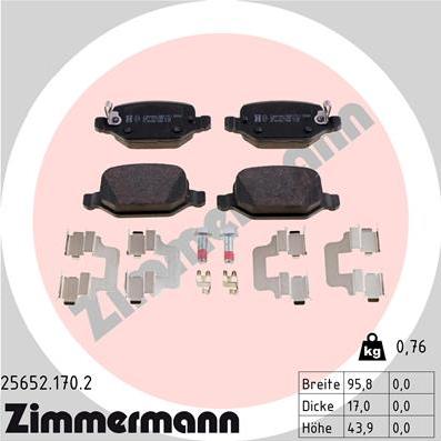 Zimmermann 25652.170.2 - Гальмівні колодки, дискові гальма autocars.com.ua