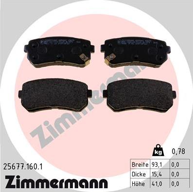 Zimmermann 25677.160.1 - Тормозные колодки, дисковые, комплект avtokuzovplus.com.ua
