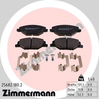 Zimmermann 25682.180.2 - Гальмівні колодки, дискові гальма autocars.com.ua
