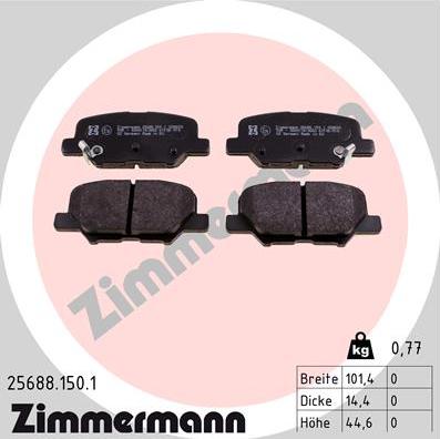 Zimmermann 25688.150.1 - Гальмівні колодки, дискові гальма autocars.com.ua