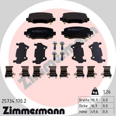 Zimmermann 25734.170.2 - Гальмівні колодки, дискові гальма autocars.com.ua
