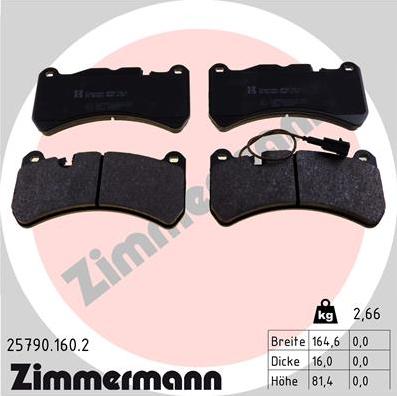 Zimmermann 25790.160.2 - Гальмівні колодки, дискові гальма autocars.com.ua