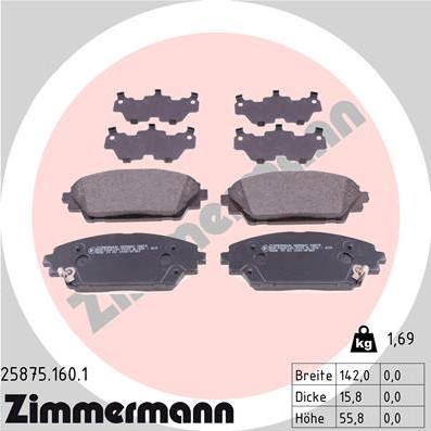 Zimmermann 25875.160.1 - Гальмівні колодки, дискові гальма autocars.com.ua