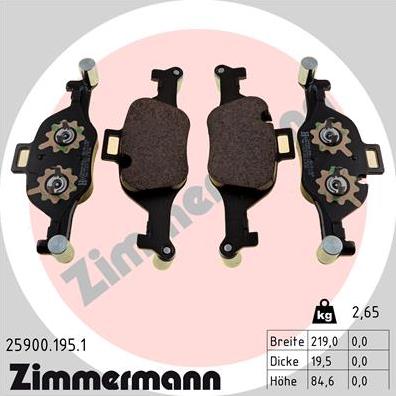 Zimmermann 25900.195.1 - Гальмівні колодки, дискові гальма autocars.com.ua