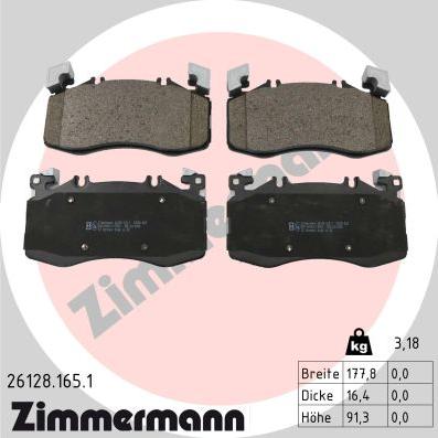 Zimmermann 26128.165.1 - Гальмівні колодки, дискові гальма autocars.com.ua