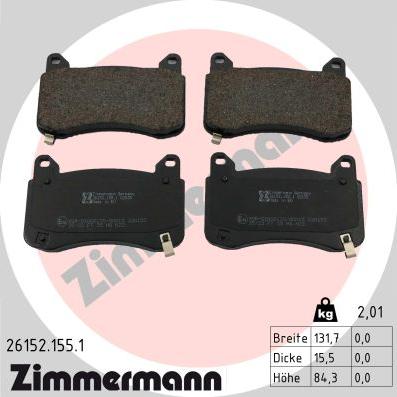 Zimmermann 26152.155.1 - Тормозные колодки, дисковые, комплект avtokuzovplus.com.ua