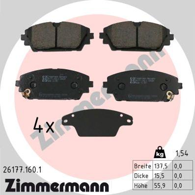 Zimmermann 26177.160.1 - Гальмівні колодки, дискові гальма autocars.com.ua