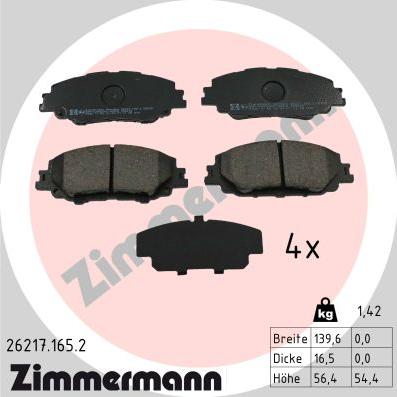 Zimmermann 26217.165.2 - Гальмівні колодки, дискові гальма autocars.com.ua