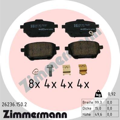 Zimmermann 26236.150.2 - Гальмівні колодки, дискові гальма autocars.com.ua