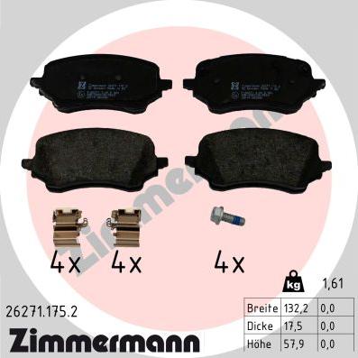 Zimmermann 26271.175.2 - Тормозные колодки, дисковые, комплект avtokuzovplus.com.ua