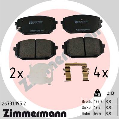 Zimmermann 26731.195.2 - Тормозные колодки, дисковые, комплект autodnr.net