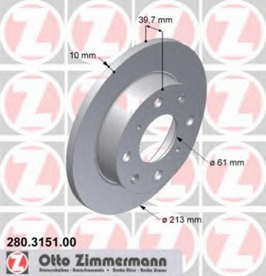 Zimmermann 280.3151.00 - Тормозной диск avtokuzovplus.com.ua