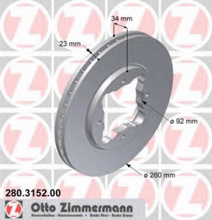 Zimmermann 280 3152 00 - Тормозной диск avtokuzovplus.com.ua