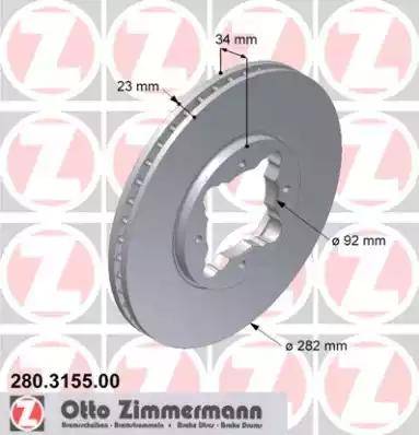 Zimmermann 280.3155.00 - Тормозной диск avtokuzovplus.com.ua