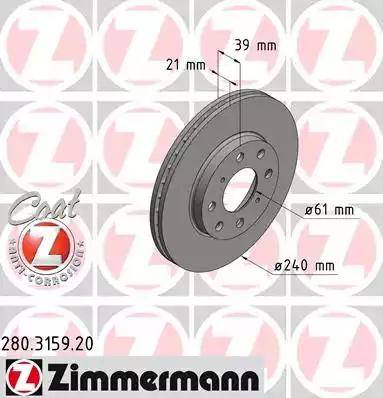 Zimmermann 280.3159.20 - Тормозной диск avtokuzovplus.com.ua