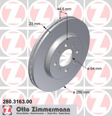 Zimmermann 280.3163.00 - Гальмівний диск autocars.com.ua