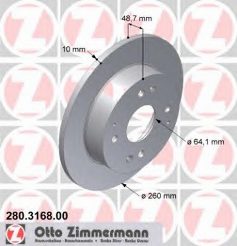 Zimmermann 280.3168.00 - Тормозной диск avtokuzovplus.com.ua