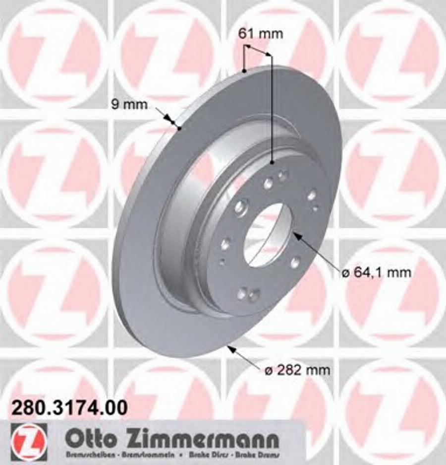 Zimmermann 280317400 - Тормозной диск avtokuzovplus.com.ua