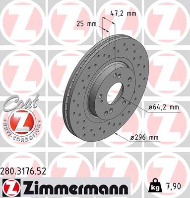 Zimmermann 280.3176.52 - Тормозной диск avtokuzovplus.com.ua