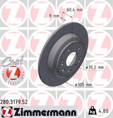 Zimmermann 280.3179.52 - Тормозной диск autodnr.net