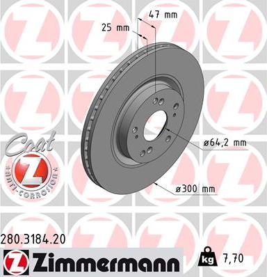 Zimmermann 280.3184.20 - Гальмівний диск autocars.com.ua