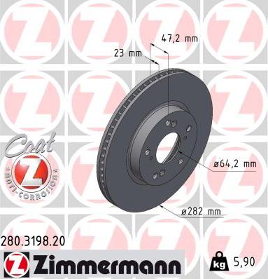 Zimmermann 280.3198.20 - Тормозной диск avtokuzovplus.com.ua