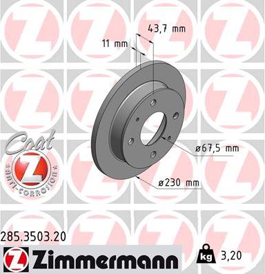 Zimmermann 285.3503.20 - Гальмівний диск autocars.com.ua