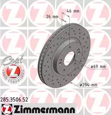 Zimmermann 285.3506.52 - Тормозной диск avtokuzovplus.com.ua