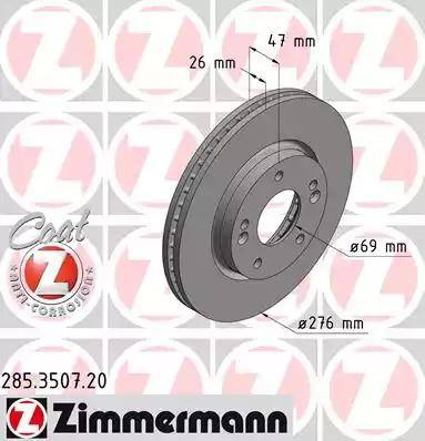 Zimmermann 285.3507.20 - Тормозной диск avtokuzovplus.com.ua