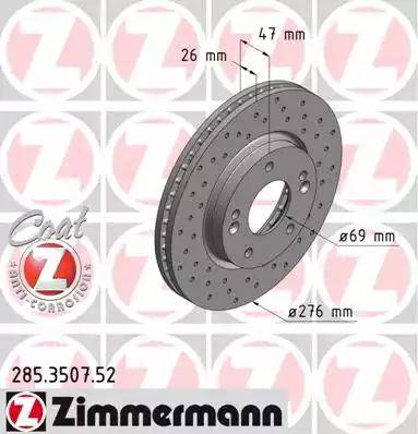 Zimmermann 285.3507.52 - Гальмівний диск autocars.com.ua