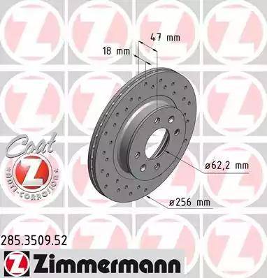 Zimmermann 285.3509.52 - Тормозной диск autodnr.net