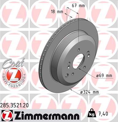 Zimmermann 285.3521.20 - Гальмівний диск autocars.com.ua