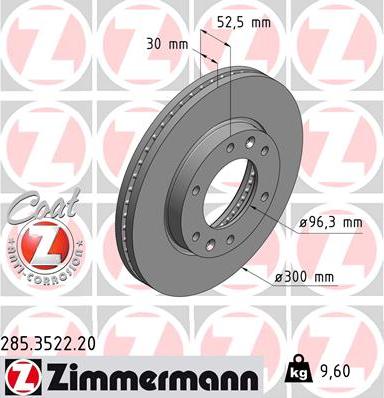 Zimmermann 285.3522.20 - Тормозной диск avtokuzovplus.com.ua