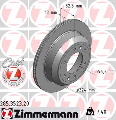 Zimmermann 285.3523.20 - Гальмівний диск autocars.com.ua