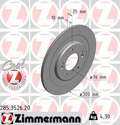 Zimmermann 285.3526.20 - Тормозной диск avtokuzovplus.com.ua