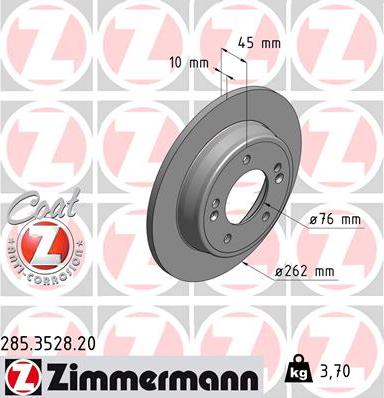 Zimmermann 285.3528.20 - Гальмівний диск autocars.com.ua